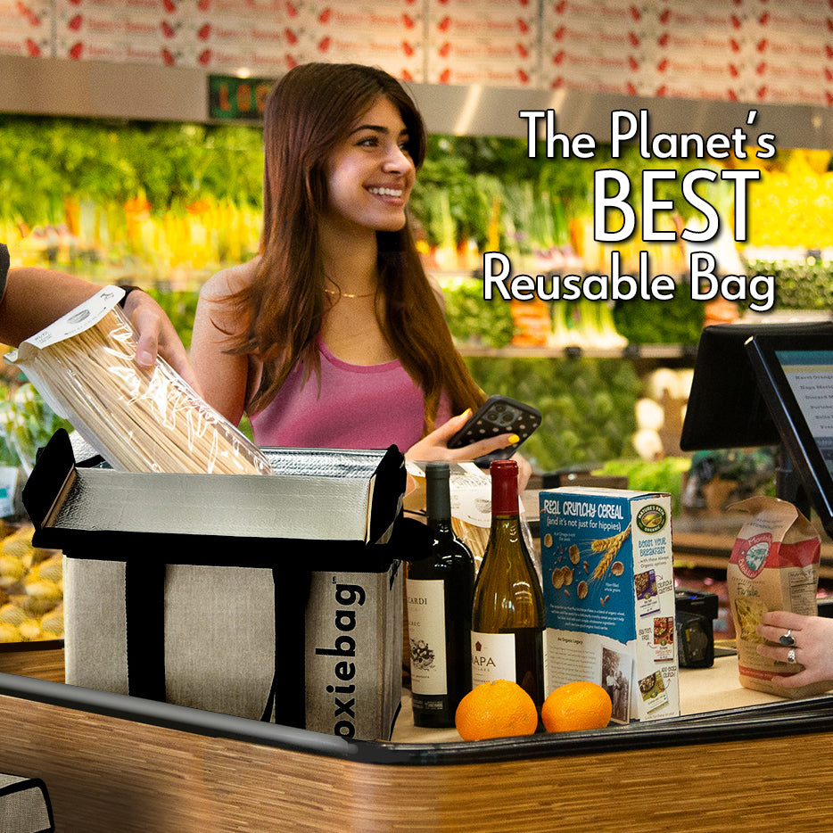 Boxiebag reusable shopping bag in use on a grocery trip