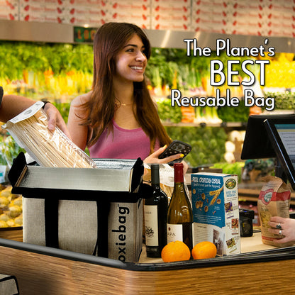 Boxiebag reusable shopping bag in use on a grocery trip