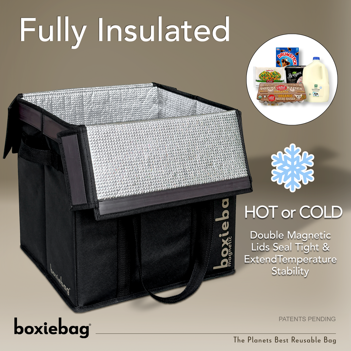 Insulated interior of the Boxiebag Black