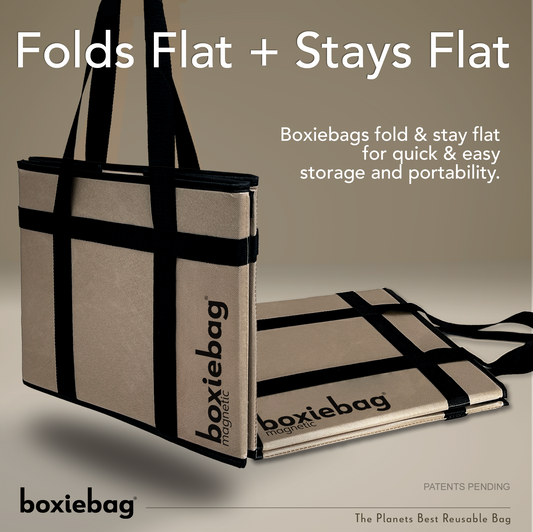 Boxiebag Natural folded completely flat for storage