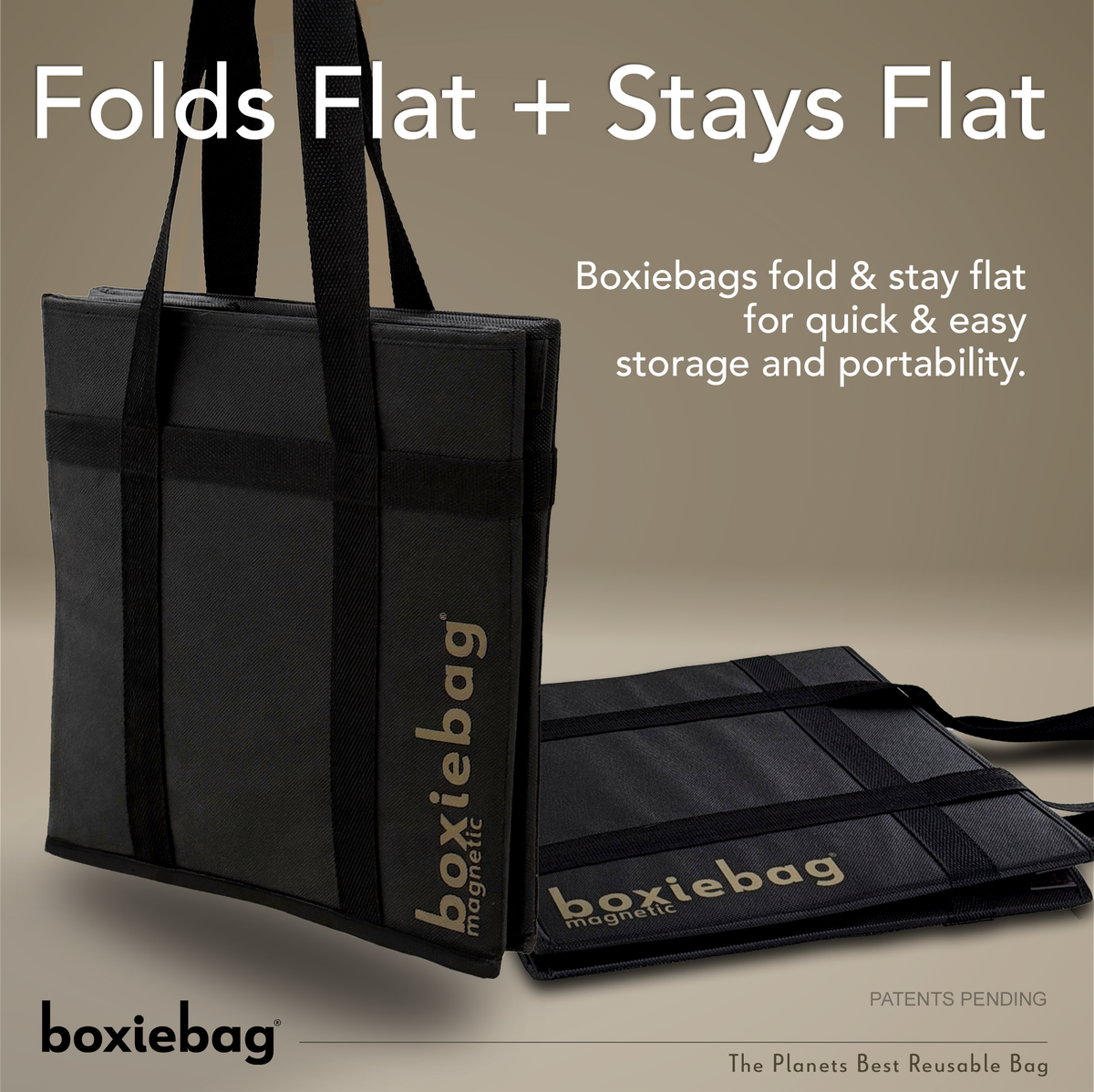 Boxiebag Black folded completely flat for storage
